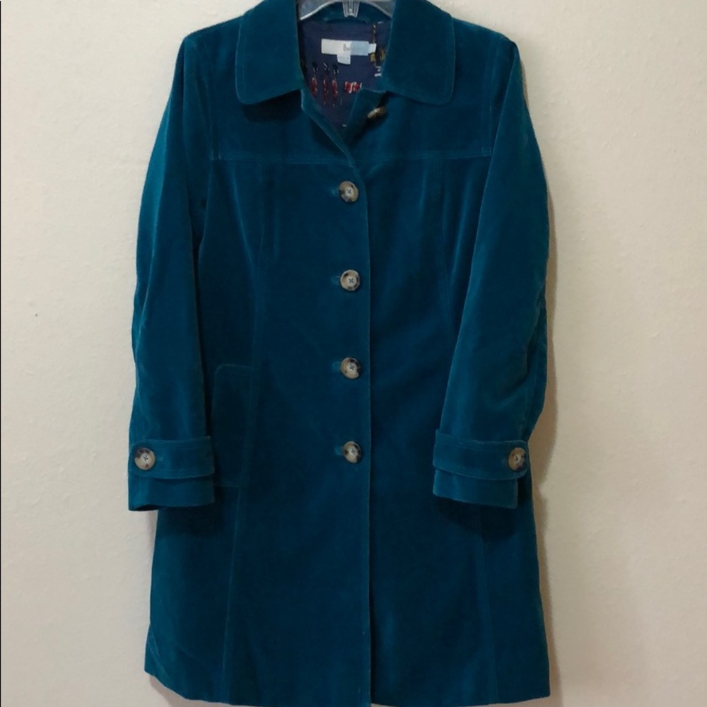 Boden Teal Velvet Coat